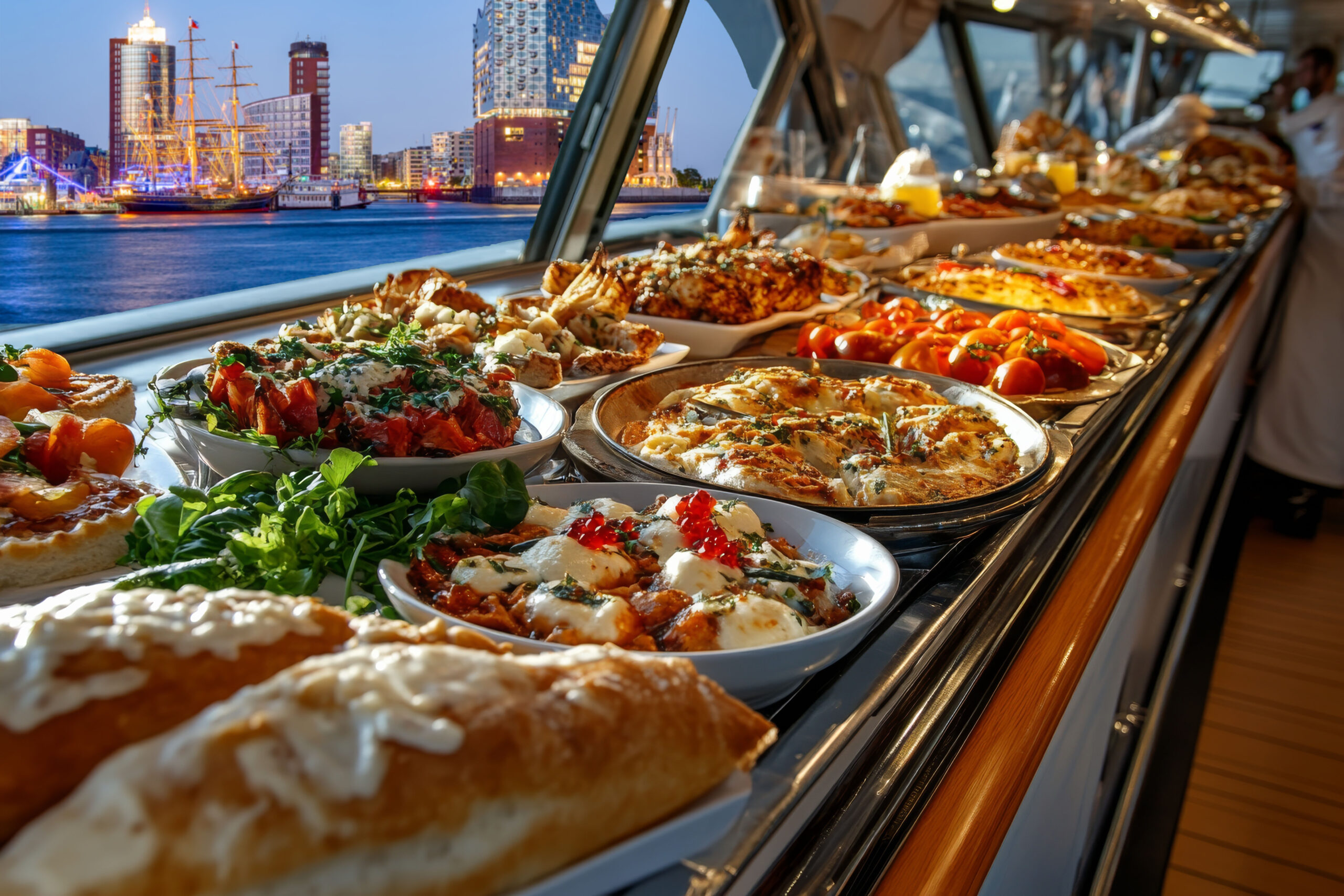 Buffet på en havnerundfart