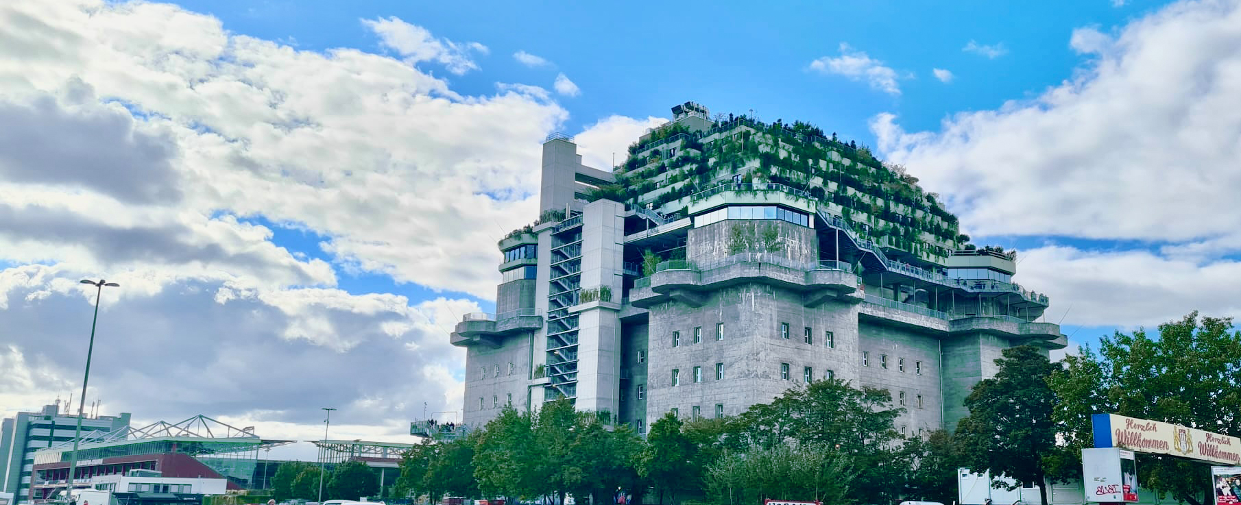 Grøn verdenskrigsbunker i Hamborg